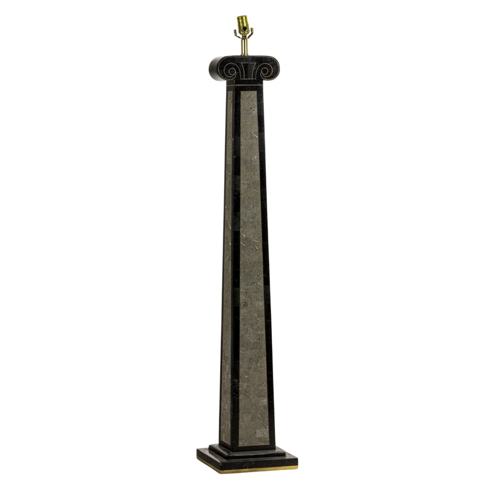 A Maitland Smith metal inlaid and stone veneered floor lamp (1 of 4)