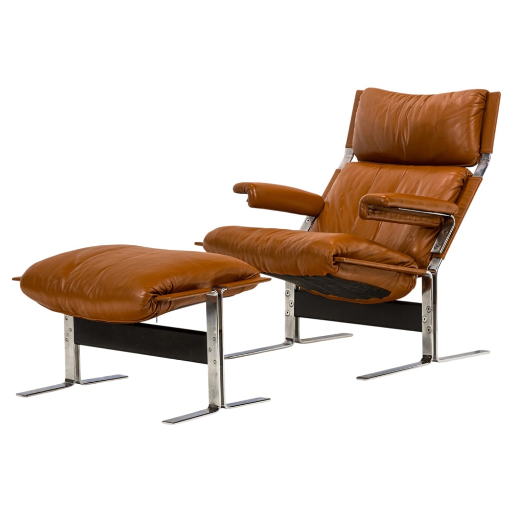 A Richard Hersberger for Pace Collection lounge chair and ottoman: A Richard Hersberger for Pace Collection lounge chair and ottoman, 1970's, chair: 35"h x 29"w x 32"d (overall); 18"h x 20"w (seat), ottoman 18"h x 26"w 19"d