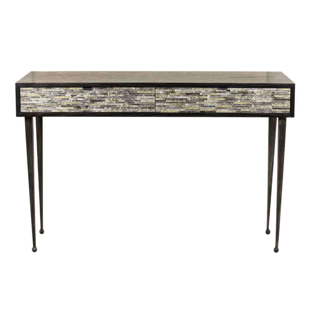 A contemporary laquer and mirrored two drawer console table (1 of 5)