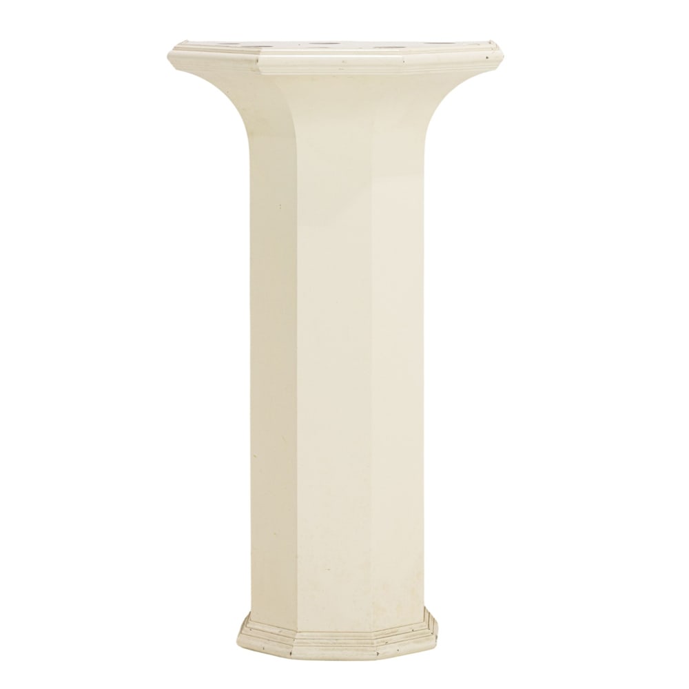 A contemporary white painted pedestal: A contemporary white painted pedestal, the top inset with six independent dimmable lavender lights, Provenance: Ostensibly part of the collection of Elizabeth Taylor's Bel Air estate, 43"h x 23"w x