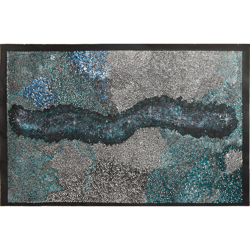 Painting, Rebecca Reid: Rebecca Reid (Australian, 20th/21st century), "My Country," 2021, acrylic on canvas, canvas (unstretched): 40.5"h x 61.5"w. Note: Lot is accompanied by Certificate of Authenticity issued by Australian