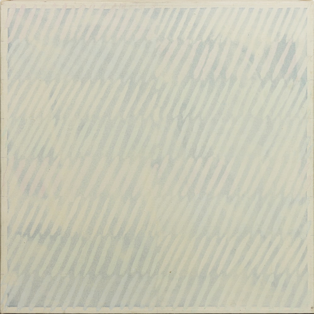 Painting, Power Boothe: Power Boothe (American, b. 1945), "Small Rain Painting," 1971, oil on canvas, signed, titled, and dated verso, canvas (unframed): 24"h x 24"w. Private collection, San Francisco, CA, acquired directly 