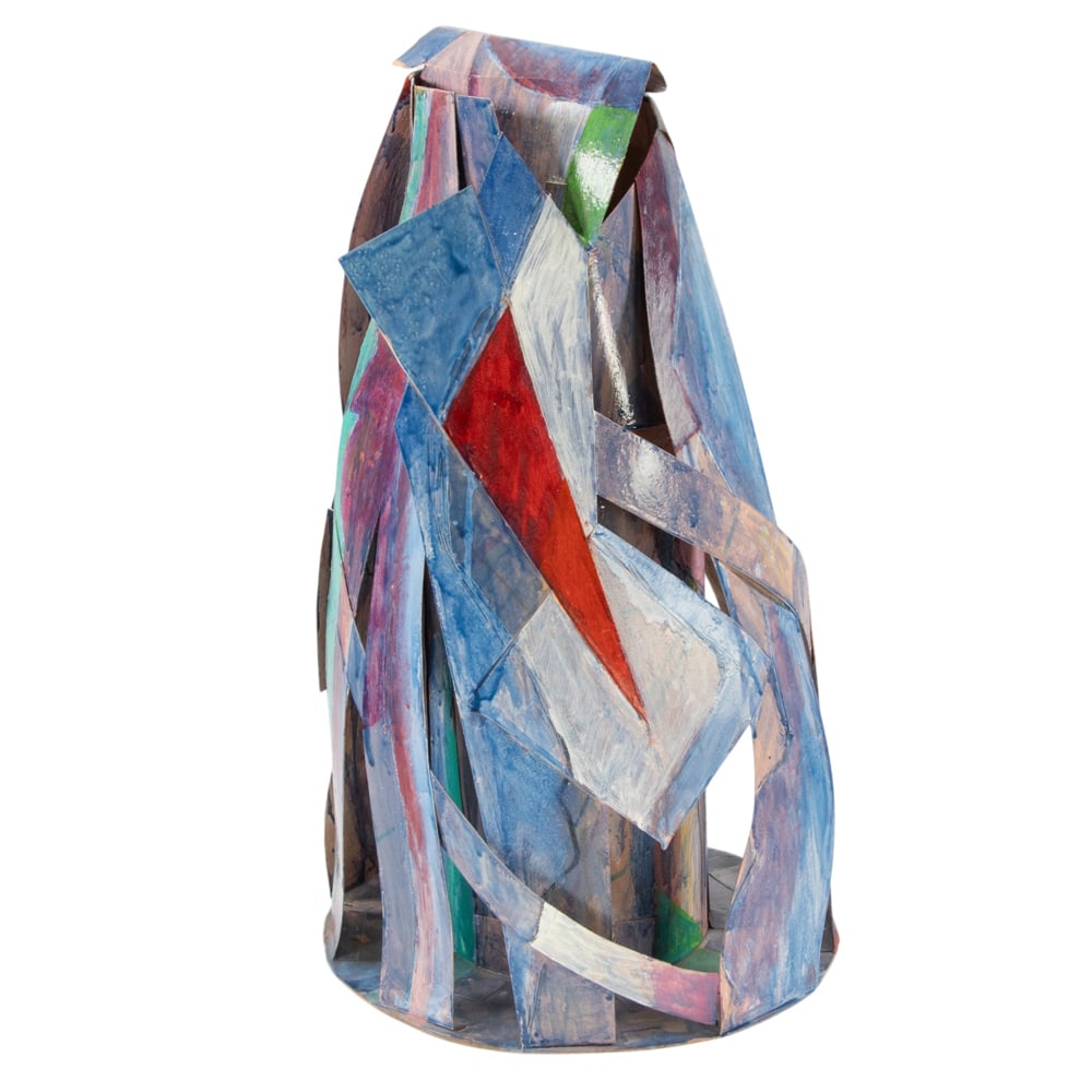 Mixed Media, Tom Holland: Tom Holland (American, b. 1936), "Invented Flower #4," 1999, epoxy on aluminum and fiberglass, signed, titled, and dated verso, gallery label (John Berggruen Gallery, San Francisco, CA) affixed verso,