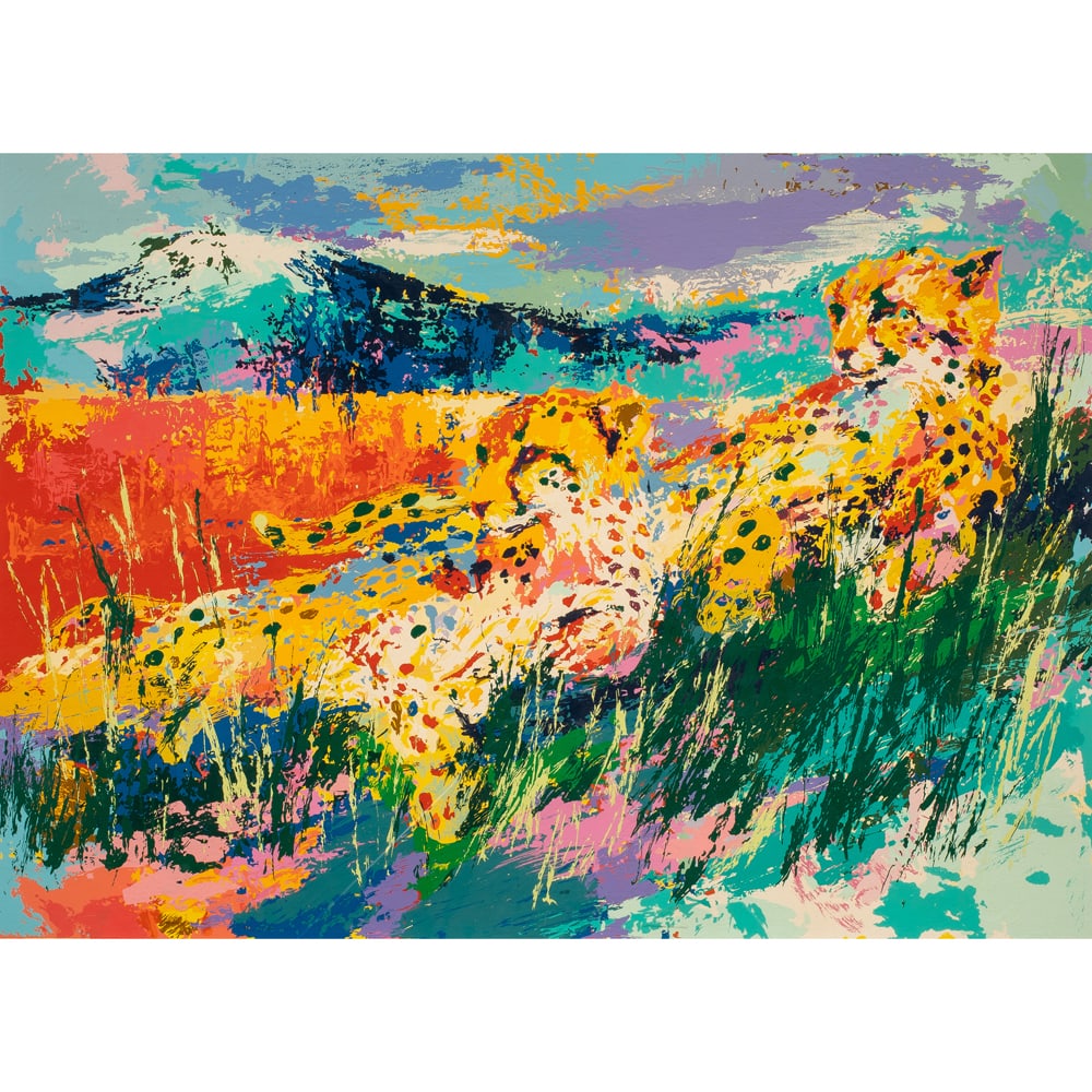 Print, LeRoy Neiman: LeRoy Neiman (American, 1921-2012), "Kilimanjaro Cheetahs," serigraph, pencil signed lower right, edition H.C. 9/10, image: 19.5"h x 27"w, overall (with frame): 30"h x 40"w