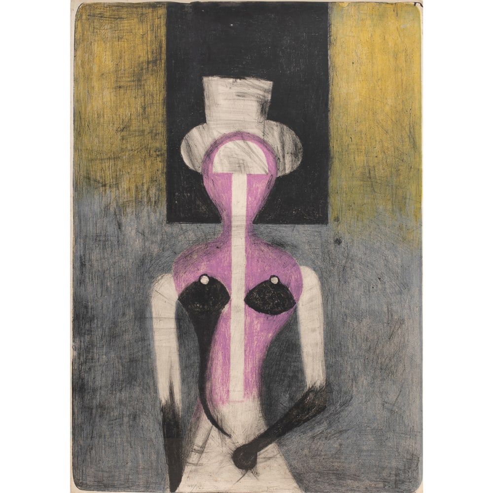 Print, Rufino Tamayo: Rufino Tamayo (Mexican, 1899-1991), "Mujer con Sombrero," 1972, lithograph, pencil signed lower center, sheet: 37"h x 26"w, overall (with frame): 42"h x 30.25"w