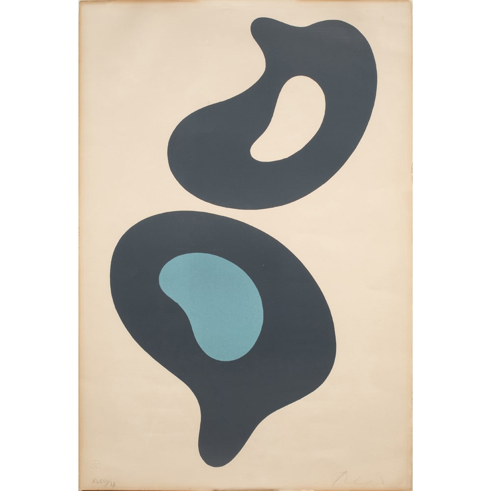 Print, Jean Arp: Jean Arp (German/French, 1886-1966), "Configuration," c. 1951, lithograph, pencil signed lower right, edition XLVIII/LX, Guilde de la Gravure blind stamp lower left, sheet: 22"h x 15"w, overall (with
