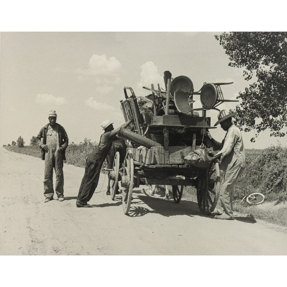 Photograph, Dorothea Lange: Dorothea Lange (American, 1895-1965), Untitled (Peddler's Wagon), gelatin silver print, unsigned, sheet: 10.5"h x 13.5"w, overall (with mat, unframed): 16"h x 20"w. Provenance: Collection of Richard O