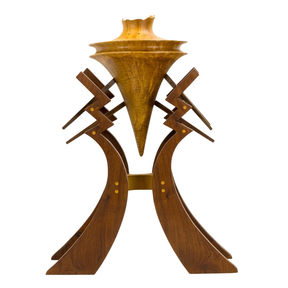 Sculpture, Christian Burchard: Christian Burchard (American/German, b. 1955), "Vessel of a Waning King," 1990, two-piece wood sculpture, signed, titled, and dated beneath, overall: 25.5"h x 19"w x 8"d