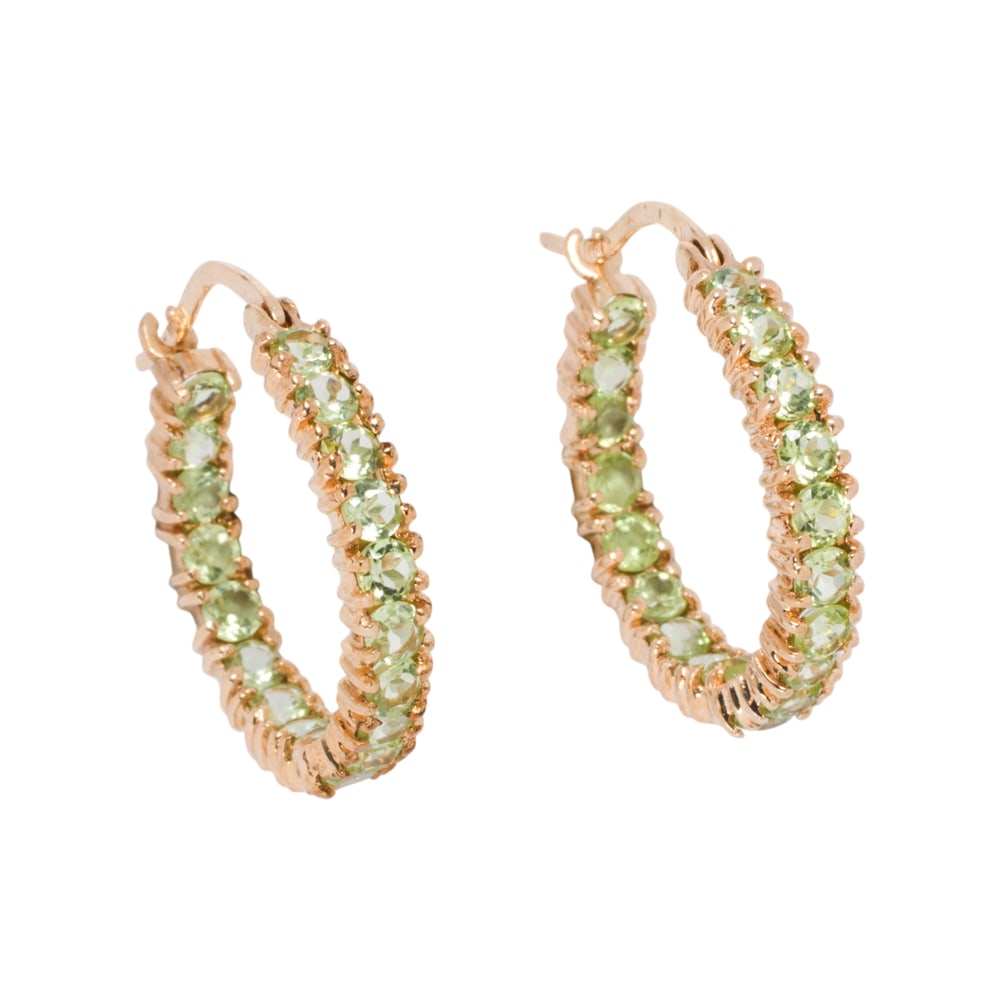 A pair of peridot and 10k gold inside-outside hoop earrings (1 of 1)