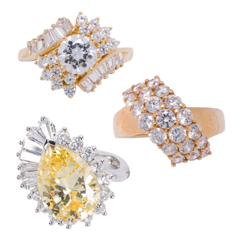(lot of 3) CZ rings 14k: (lot of 3) CZ rings 14k