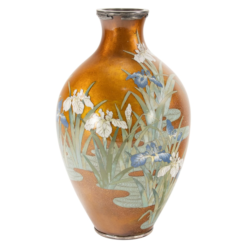 A Japanese cloisonne enamel vase attributed to Honda (1 of 2)