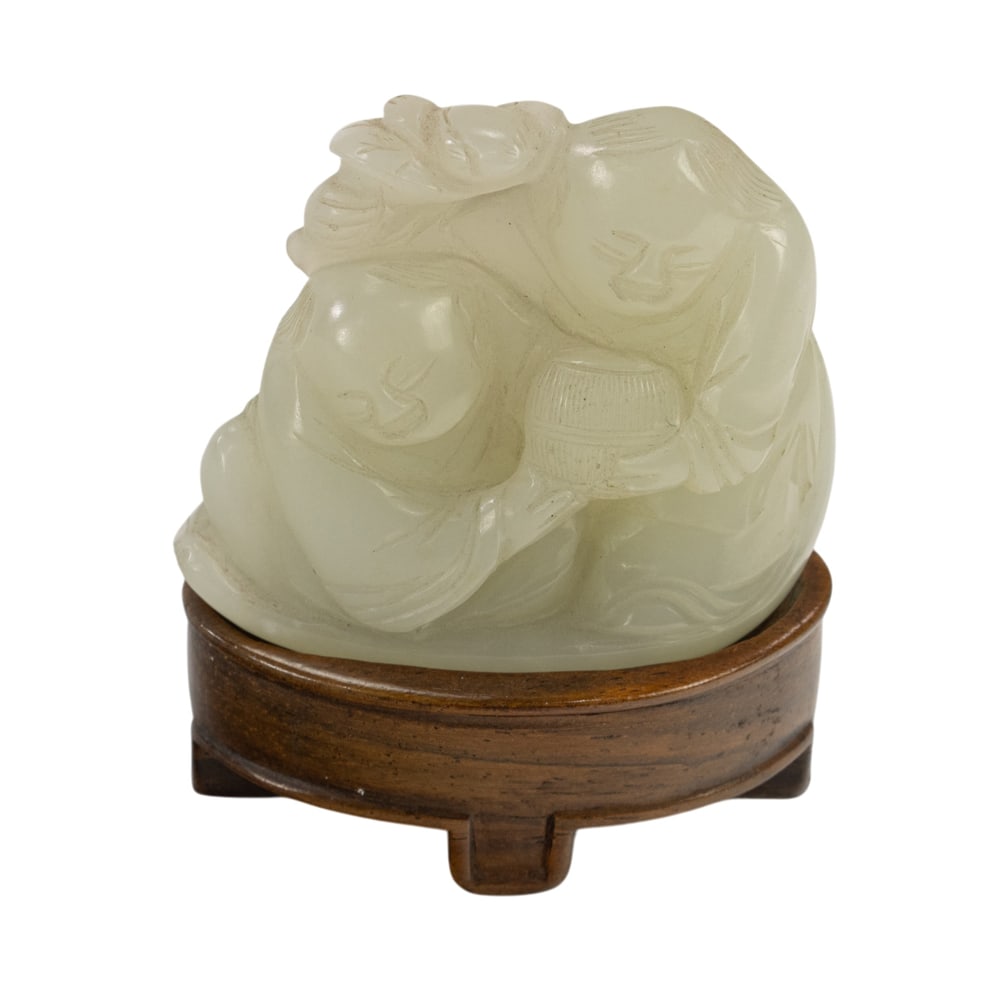 A Chinese celadon jade carving toggle (1 of 3)
