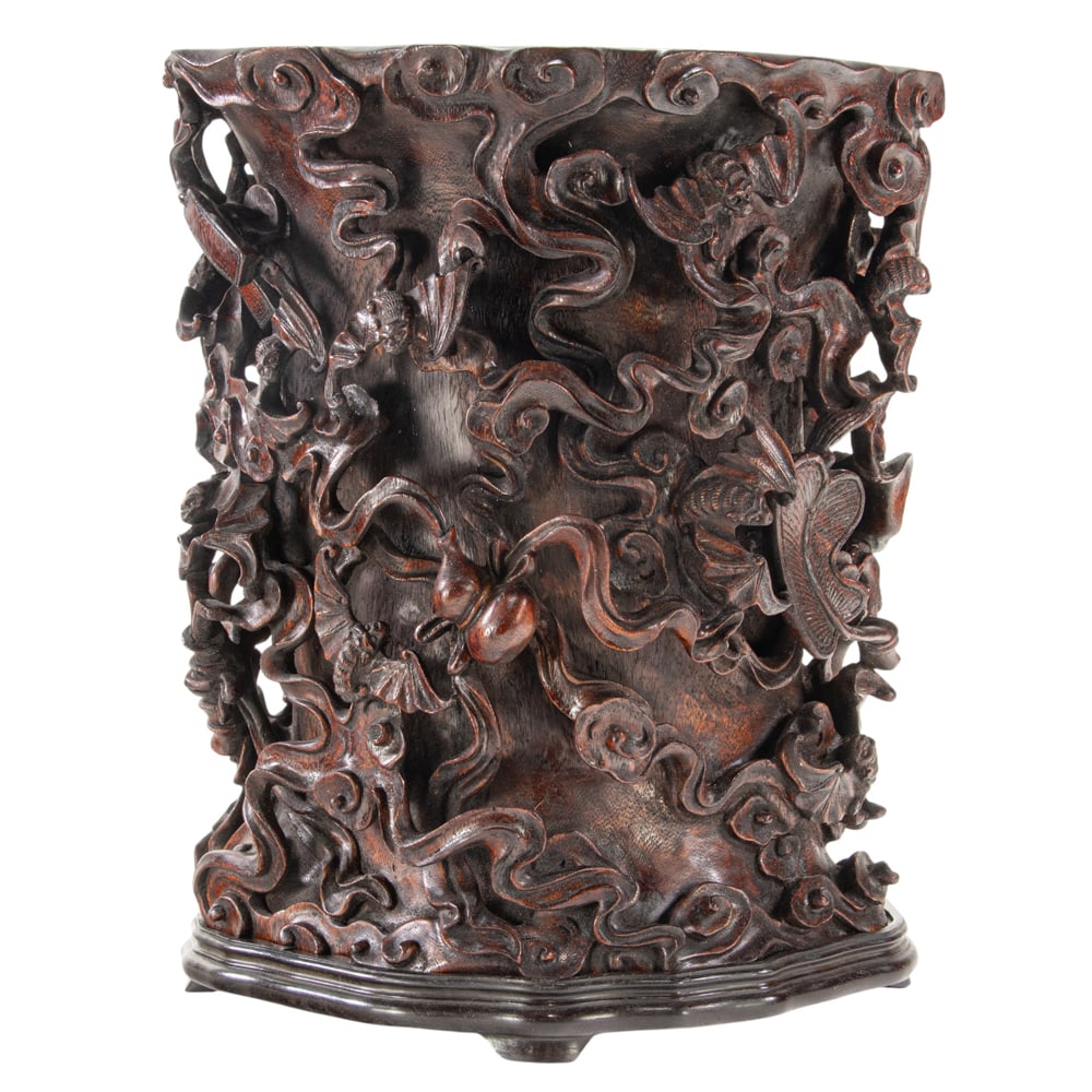 A large Chinese aloeswood brush pot (1 of 3)