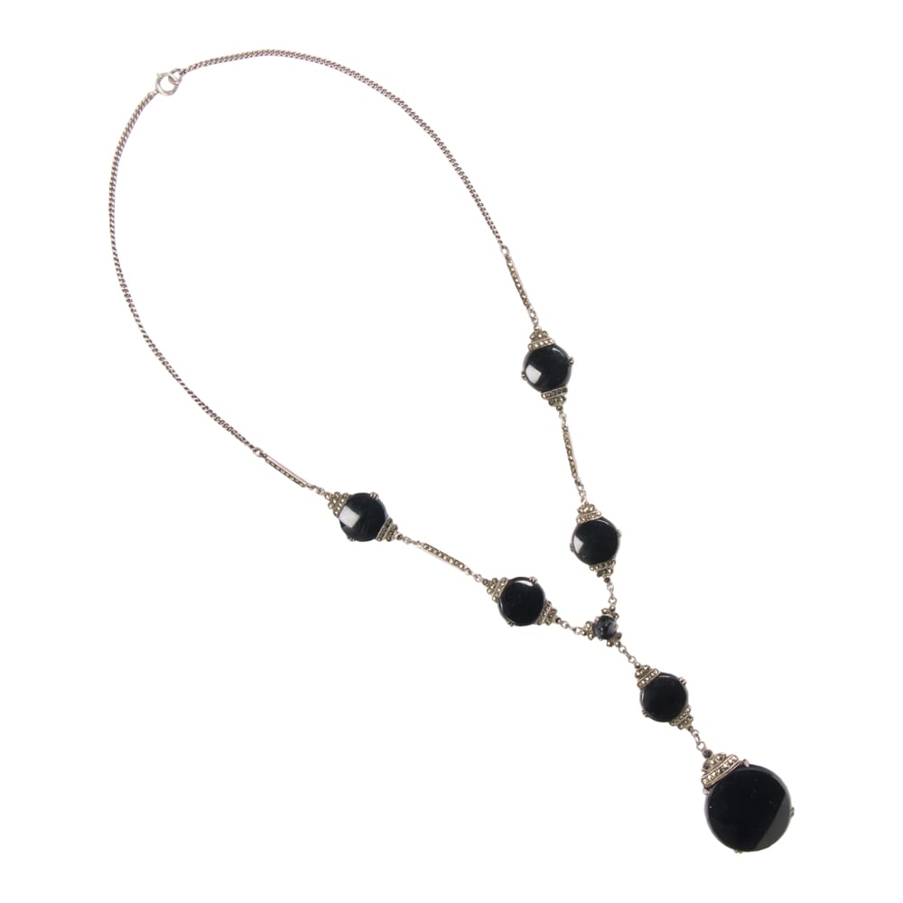 An Art Deco Wachenheimer onyx and silver necklace (1 of 1)