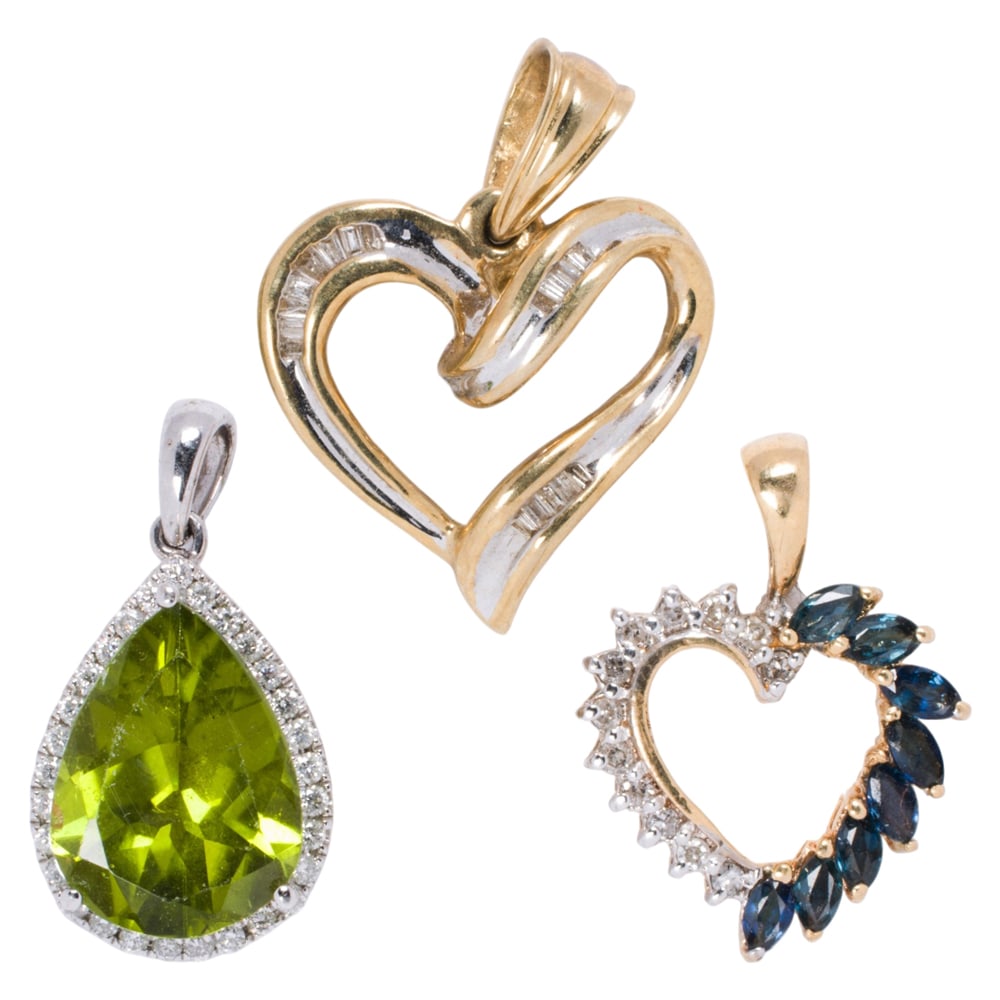 Three gem-set and gold pendants (1 of 1)