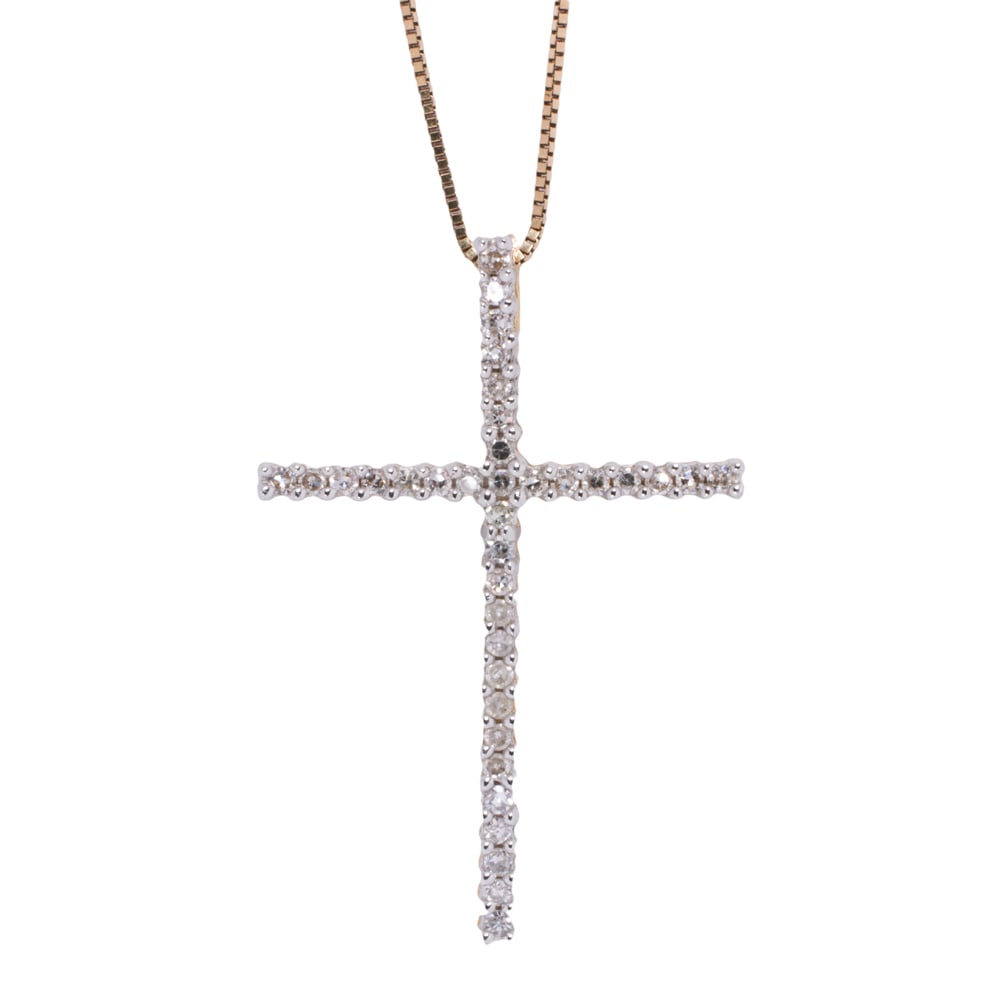 A diamond and 14k gold cross necklace (1 of 1)