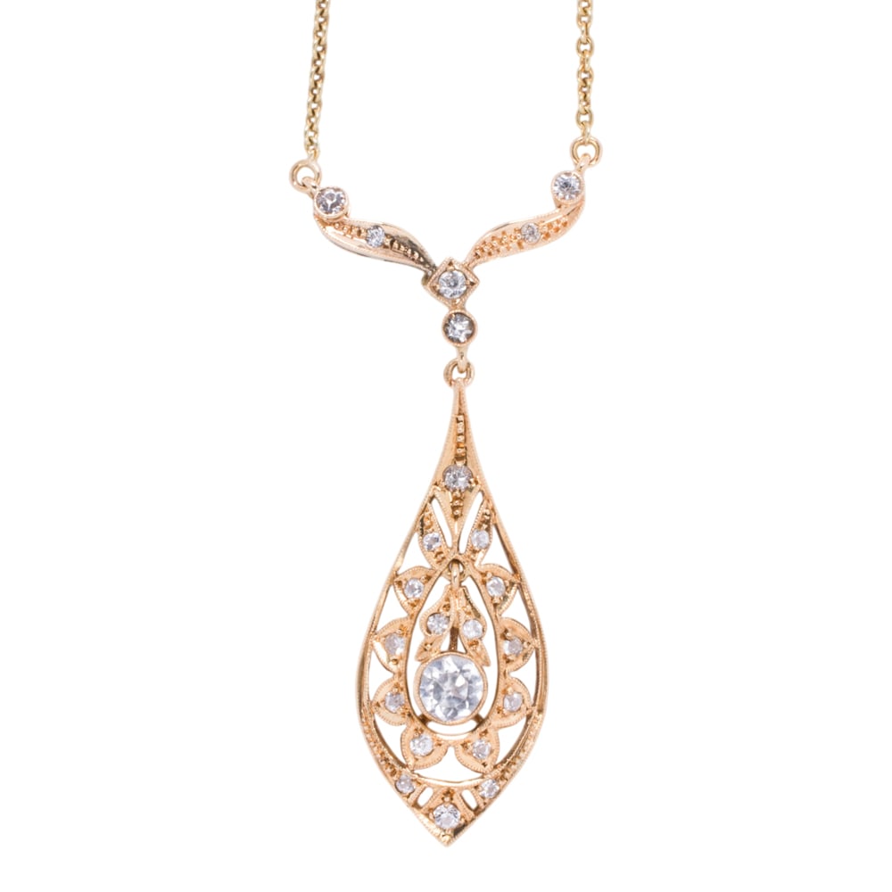 A white sapphire and 14k gold pendant necklace (1 of 1)