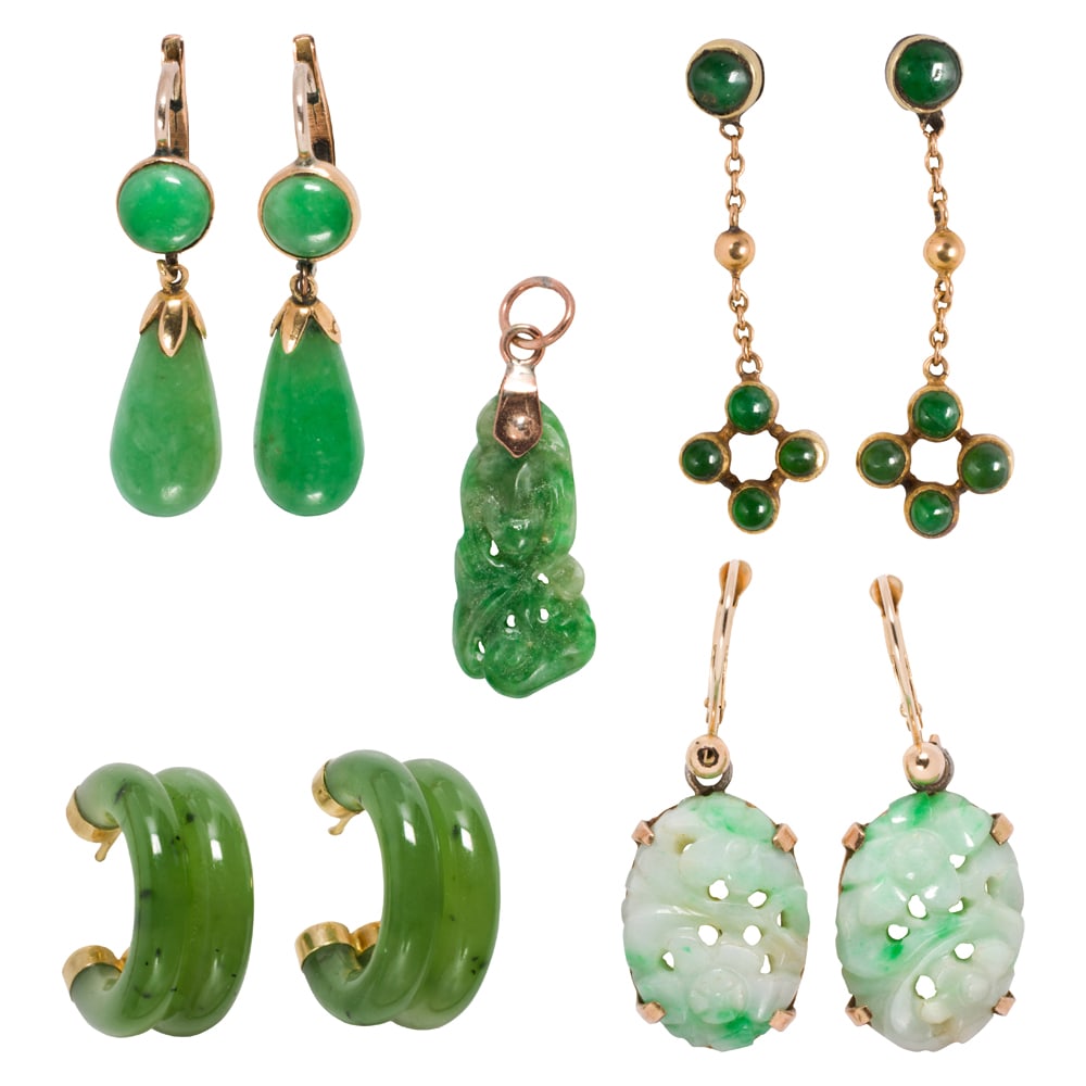A group of miscellaneous jade and gold jewelry (1 of 1)
