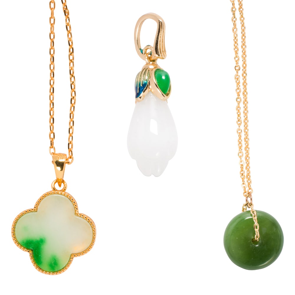 Three hardstone and gold-tone necklaces and pendant (1 of 2)