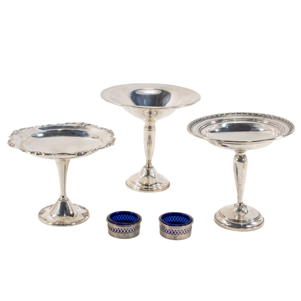 Three American sterling weighted compotes, including Gorham in Melrose pattern (1 of 2)
