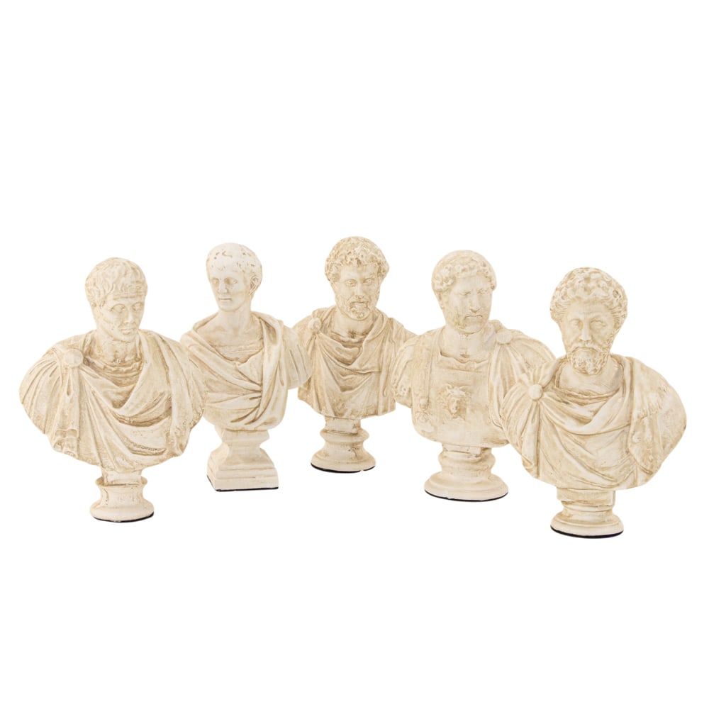 Five miniature Grand Tour style plaster busts of Roman Emperors (1 of 1)
