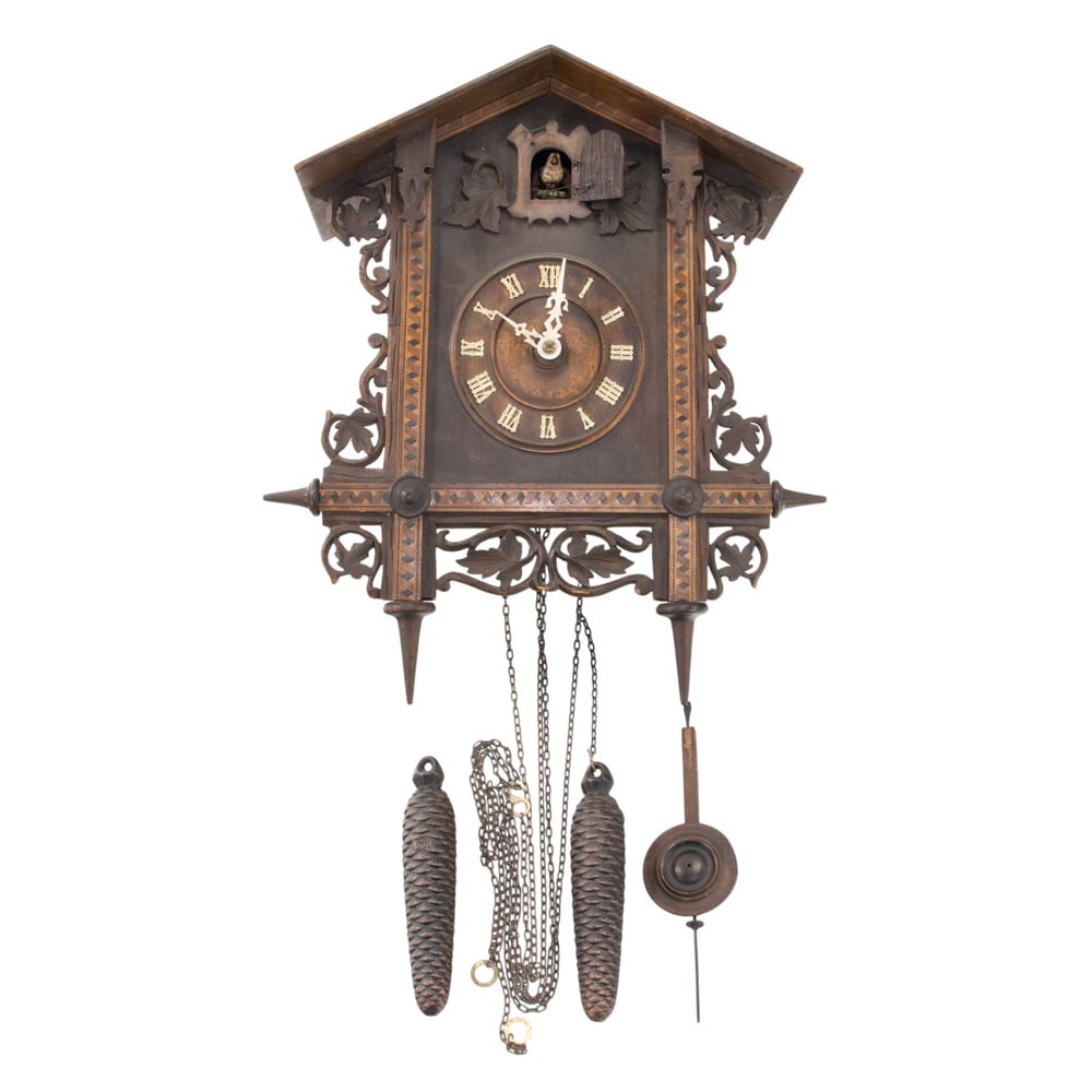 A Black Forest marquetry decorated cuckoo clock (1 of 1)