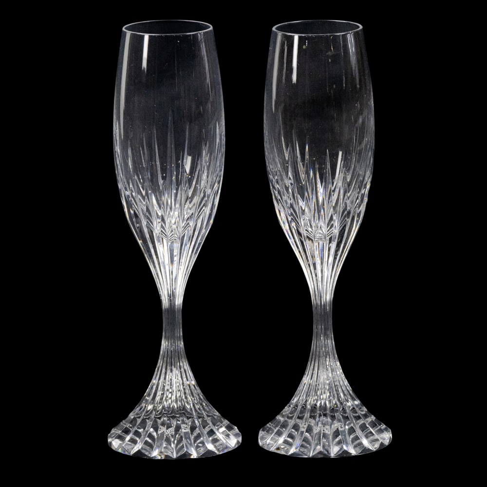 A set of twenty-five Baccarat cut glass champagne flutes in the Massena pattern (1 of 2)