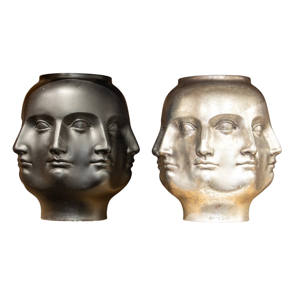 Two Fornasetti style metal Perpetual Face vases (1 of 1)