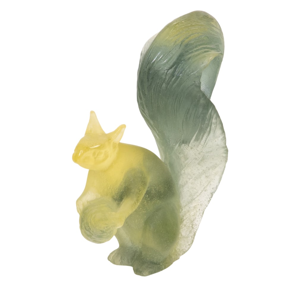 A Daum pate de verre glass figure of a squirrel: A Daum pate de verre glass figure of a squirrel, incised factory signature, 5"h