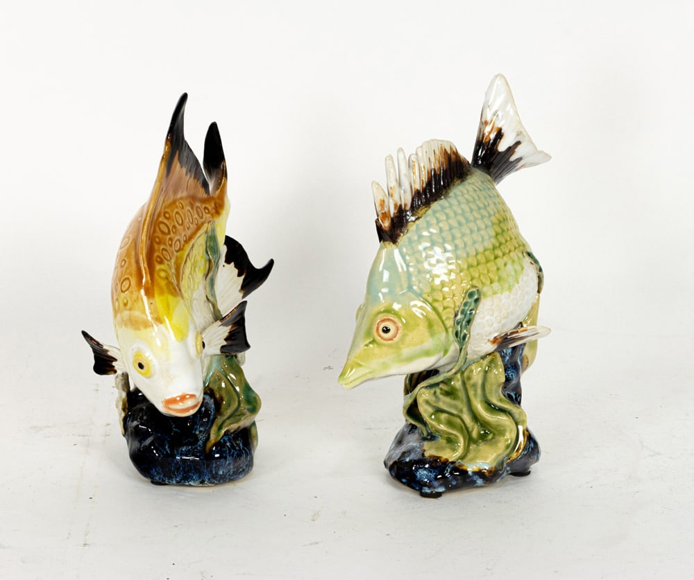 A pair of Chinese ceramic fish: A pair of Chinese ceramic fish, circa 20th century, unmarked, greatest 8.5"h