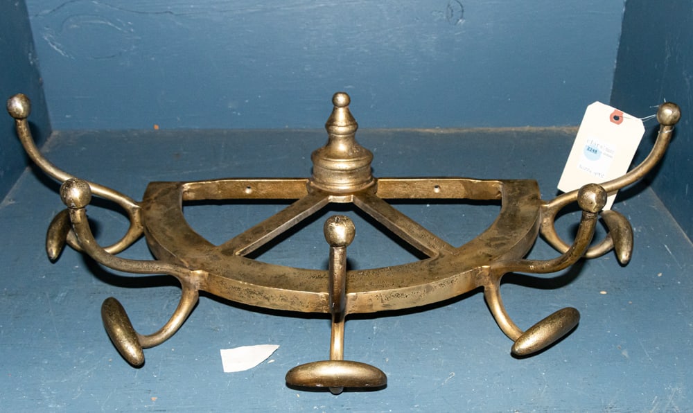 A Victorian style metal wall mount coat rack: A Victorian style metal wall mount coat rack, 7"h x 25"w