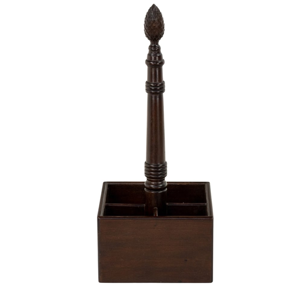 A mahogany wine carrier: A mahogany wine carrier, Froelic Furniture Collection, 18.5"h x 8"sq