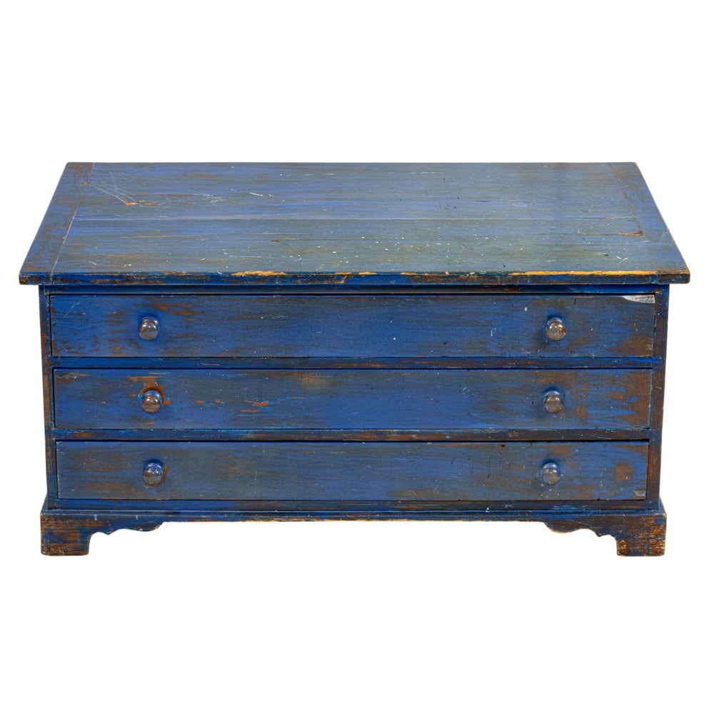 A blue painted flat file cabinet (1 of 2)
