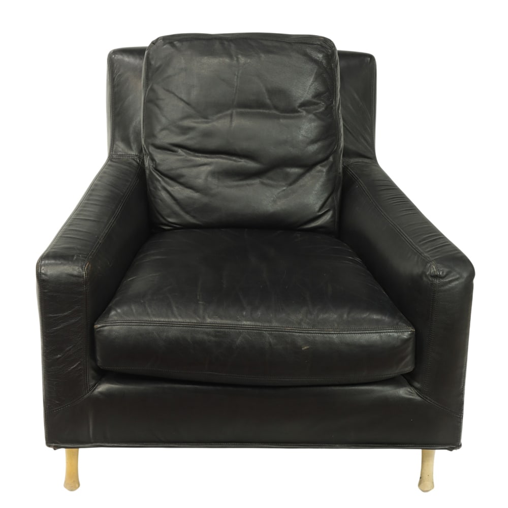 A contemporary black leather club chair (1 of 4)