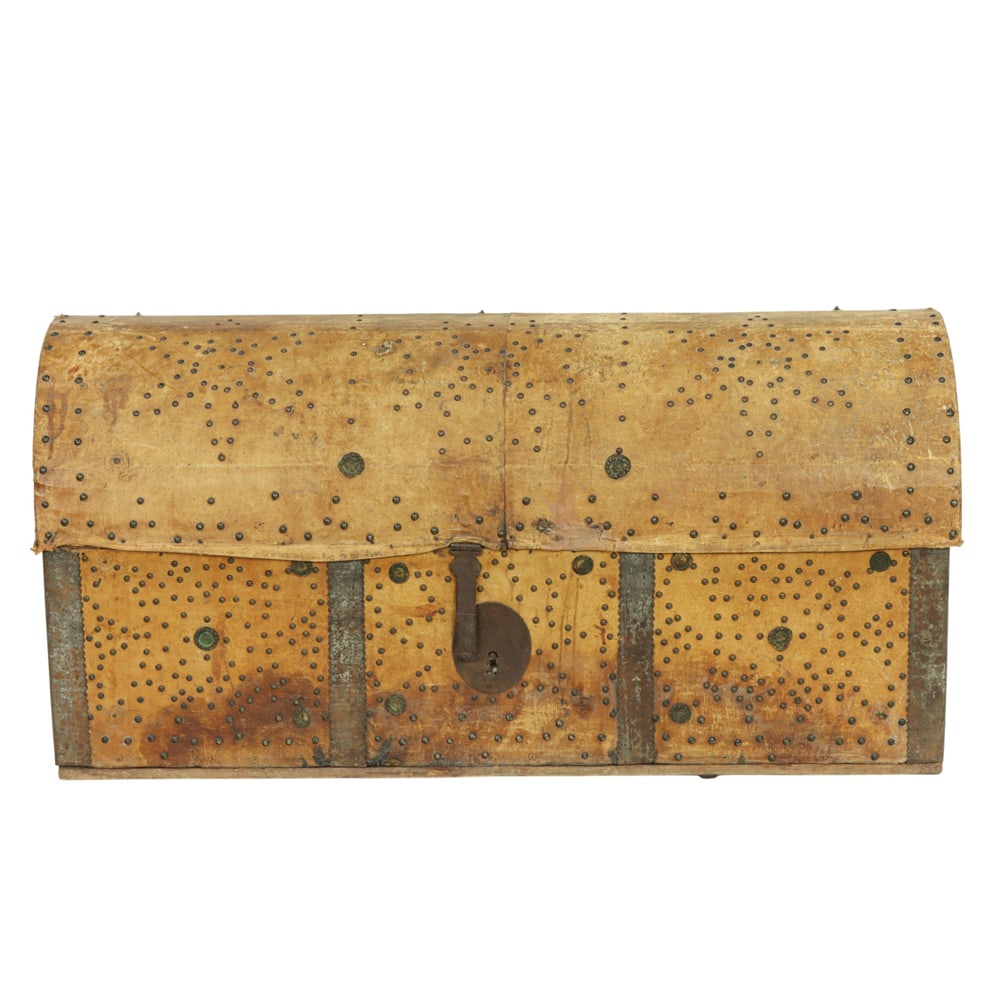 A large Spanish Colonial leather domed trunk (1 of 4)
