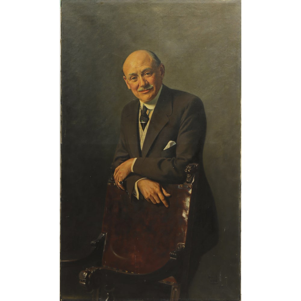 Painting, Hubert Vos: Hubert Vos (Dutch/American, 1855-1935), Portrait of a Gentleman, 1910, oil on canvas, signed and dated lower right, canvas (unframed): 50" x 30"w