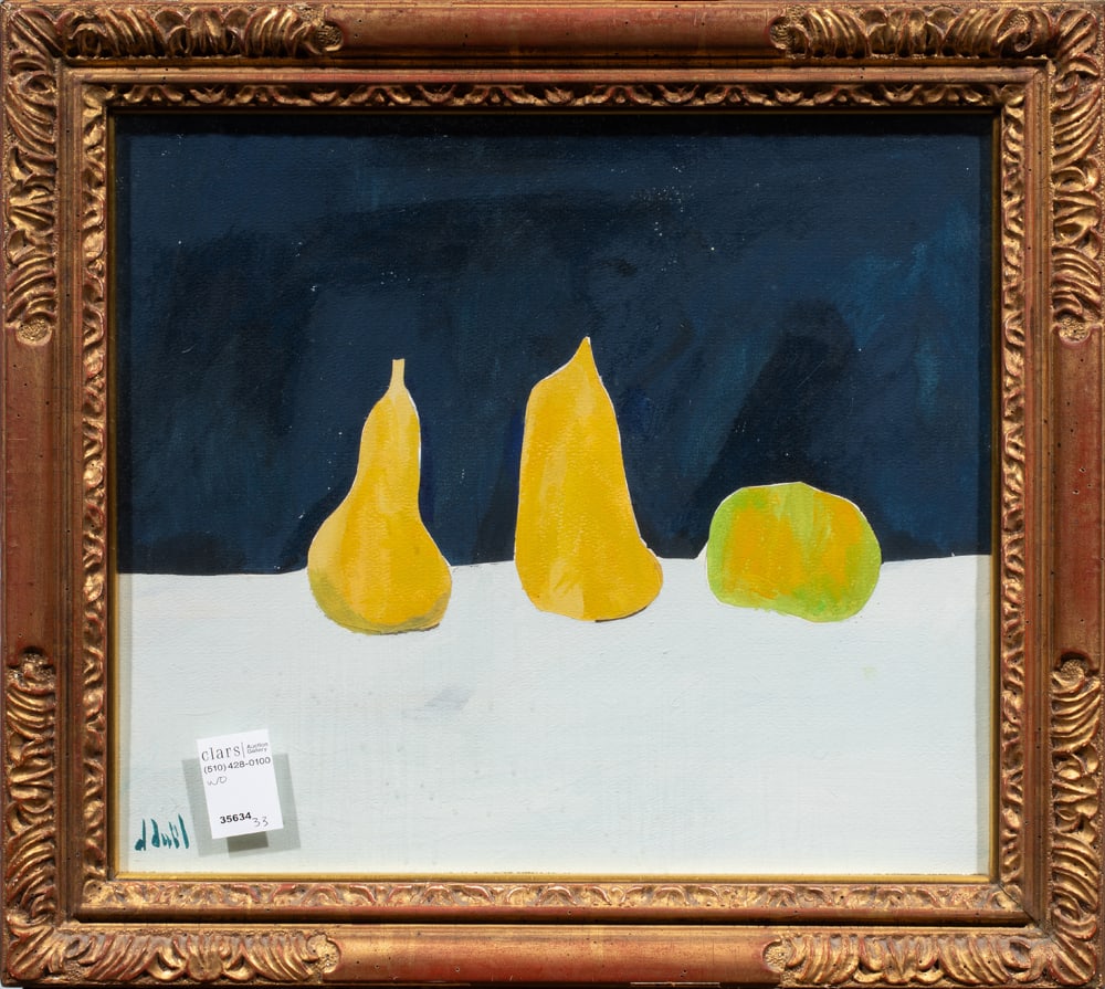 Painting, American School (20th century): American School (20th century), Untitled (Pears), gouache on board, signed indistinctly lower left, overall (with frame): 17"h x 19"w