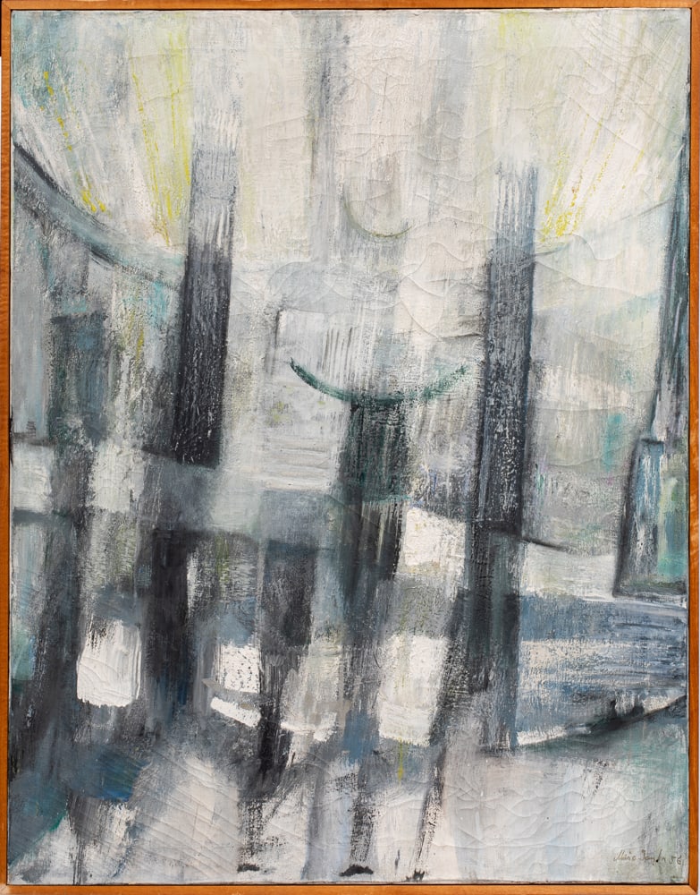 Painting, American School (20th century): American School (20th century), "Endymion," 1956, oil on canvas, signed indistinctly "Mario..." and dated lower right, titled verso, overall (with frame): 37"h x 29"w