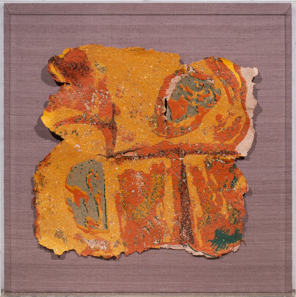 Mixed Media, Beth Ames Swartz: Beth Ames Swartz (American, b. 1936), Fire Series, 1985, mixed media, overall (with frame): 30"h x 30"w