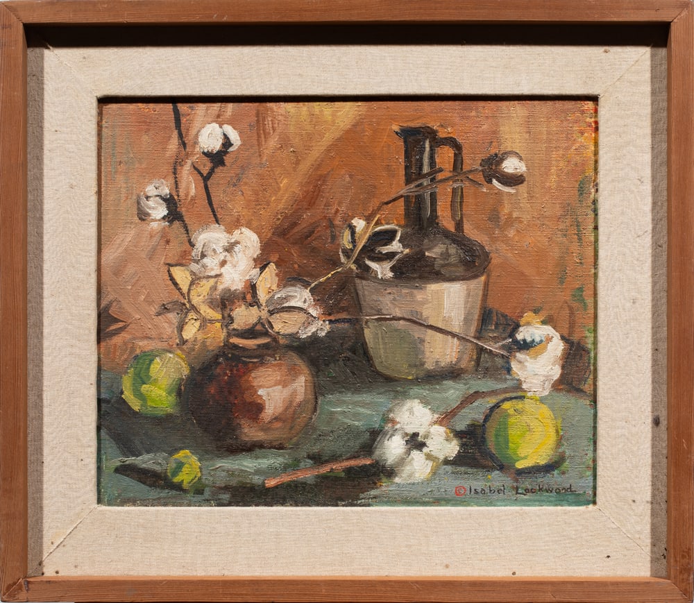Painting, Isabel Lockwood: Isabel Lockwood (American, 20th century), Still Life, oil canvas, signed lower right, overall (with frame): 19.75"h x 22.5"w