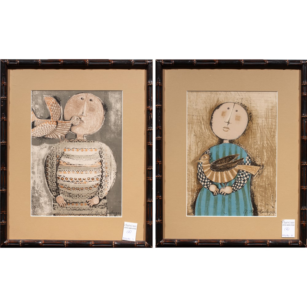 Prints, Graciela Rodo Boulanger: (lot of 2) Graciela Rodo Boulanger (Bolivian, b. 1935), Figures, lithographs, each signed in plate, overall (with frame, for each): 18"h x 15"w