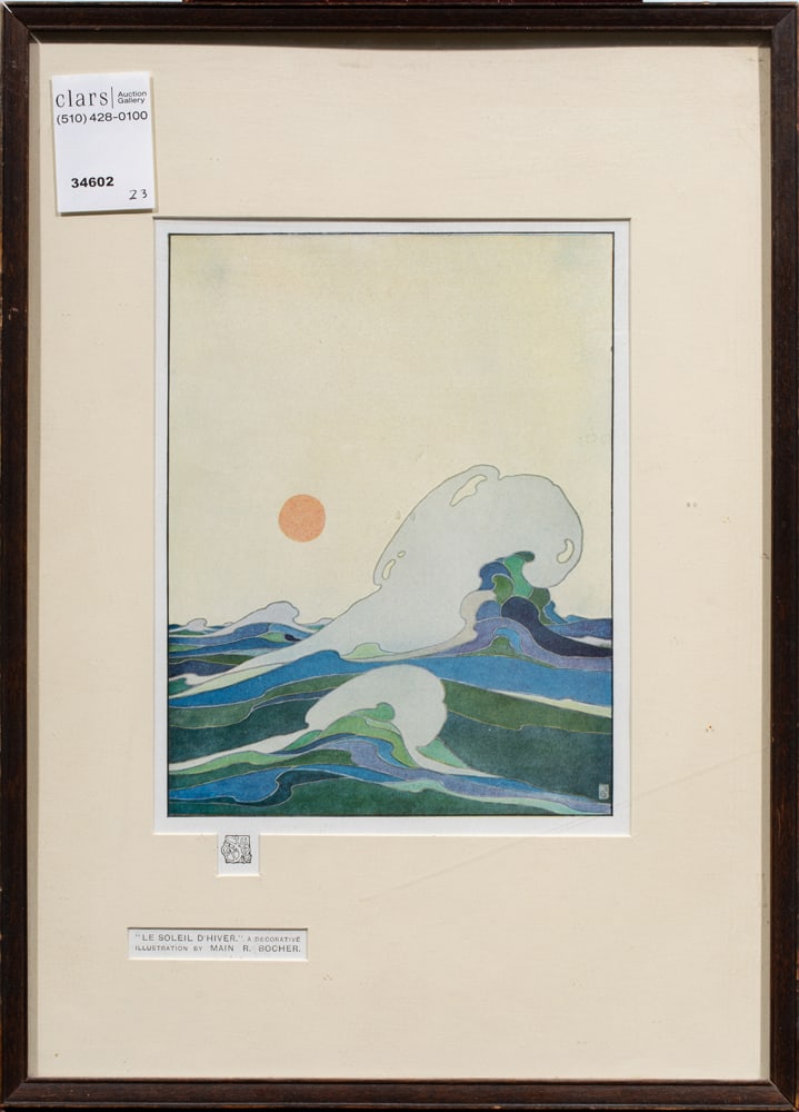 Print, After Main R. Bocher: After Main R. Bocher (American, 1890-1976), "Le Soleil d'Hiver," offset print, overall (with frame): 14"h x 10"w