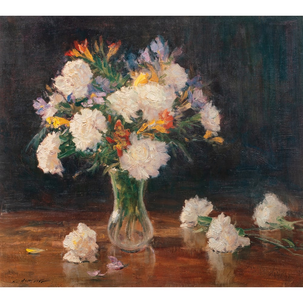 Print, Clyde Aspevig: Clyde Aspevig (American, b. 1951), Floral Still Life, embellished print, edition 190/1000, overall (with frame): 33.5"h x 36.5"w