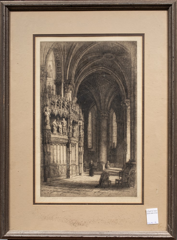 Print, Charles Oliver Murray: Charles Oliver Murray (Scottish, 1842-1923), "Chartres Cathedral," etching, pencil signed lower left, overall (with frame): 27"h x 20"w