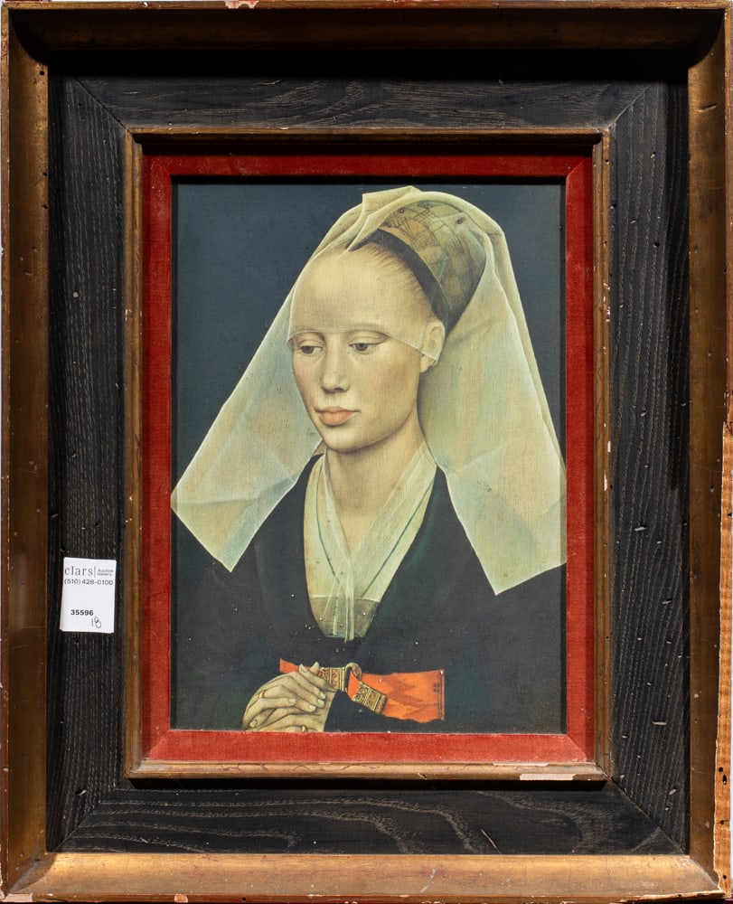 Print, After Rogier van der Weyden: After Rogier van der Weyden (Flemish, 1400-1464), Portrait of a Lady, offset print, overall (with frame): 21"h x 17.25"w