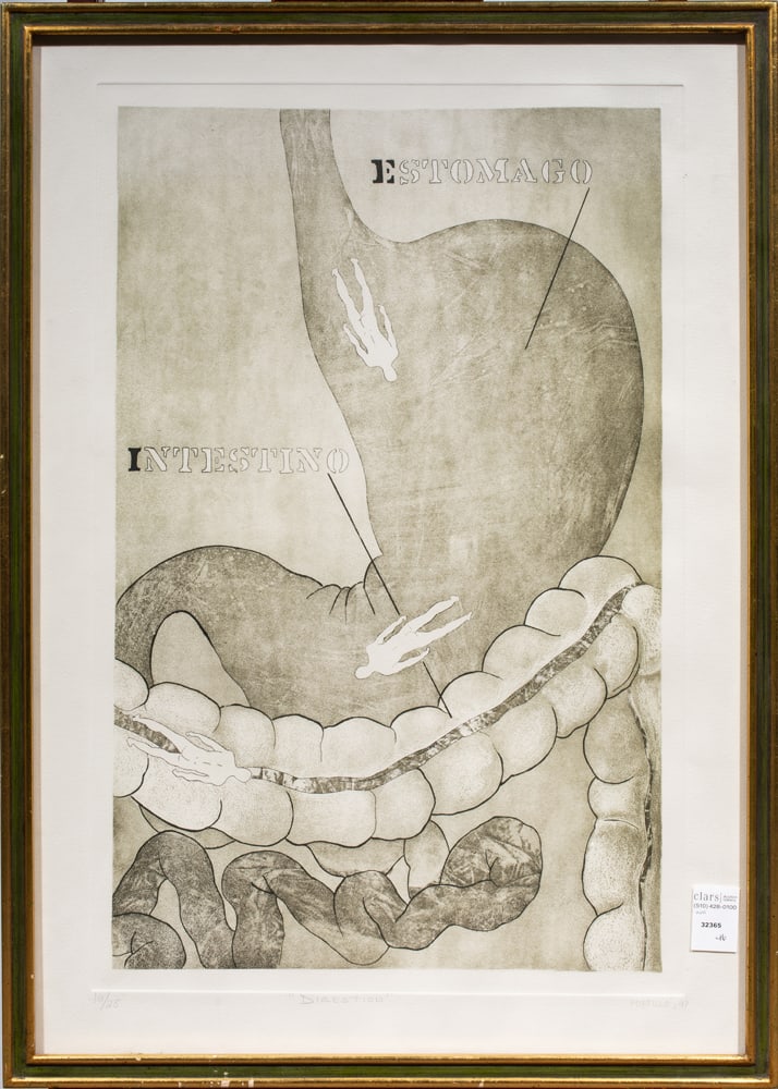 Print, Agustin Portillo: Agustin Portillo (Mexican, b. 1960), "Digestion," 1997, etching, pencil signed and dated lower right, titled lower center, edition 16/25, overall (with frame): 30"h x 21.25"w