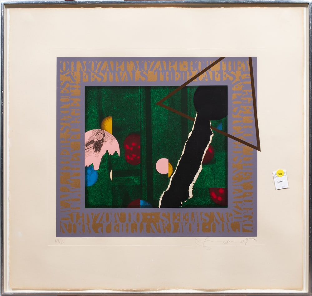Print, Tom Phillips: Tom Phillips (British, 1937-2022), "Mozart" (from the Composers suite), 1979, screenprint in colors, pencil signed lower right, edition 67/75, overall (with frame): 28.75"h x 30.25"w
