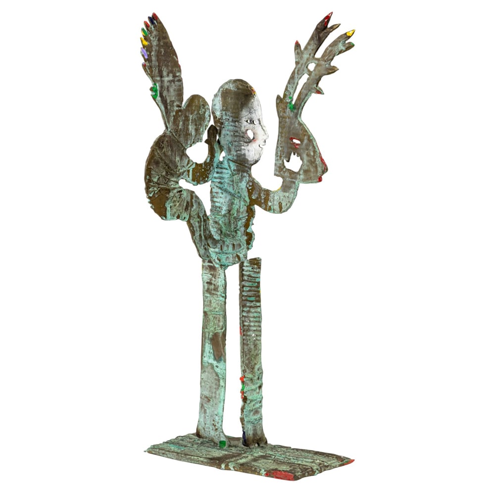 Sculpture, Deloss McGraw: Deloss McGraw (American, b. 1945), Untitled, painted metal sculpture, overall: 12"h x 12"w x 29"d