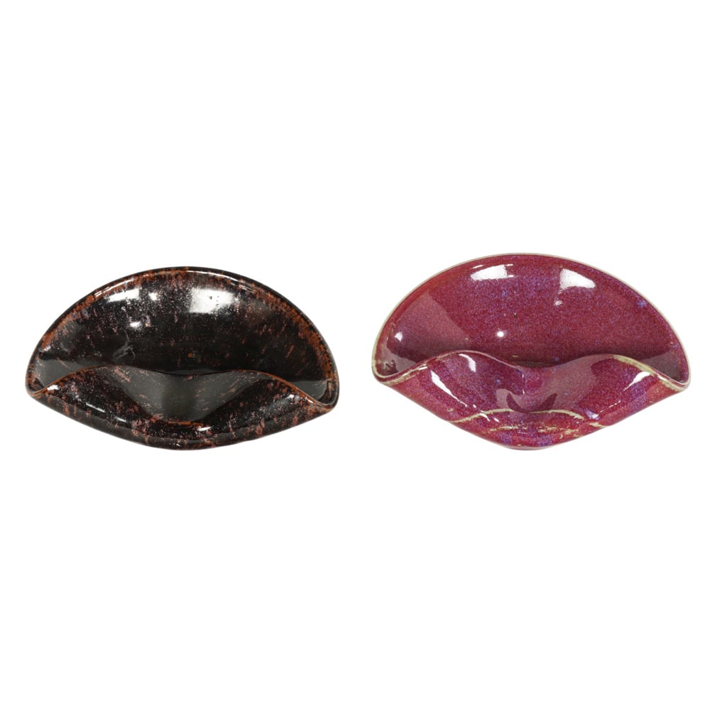 Ceramic Dishes, La Paz: (lot of 2) La Paz (American, 20th century), Folded Plates, ceramic plates with folded edges, each stamped beneath, overall (for each): 1.75"h x 5.75"w x 4"d. Provenance: Property from the Private
