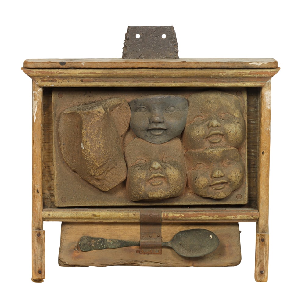 Sculpture, Richard Brennan: Richard Brennan (American, 20th century), Untitled, mixed media sculpture, unsigned, overall: 14.5"h x 15"w x 4"d. Provenance: Property from the Private Collection of Viola Frey, sold to benefit the